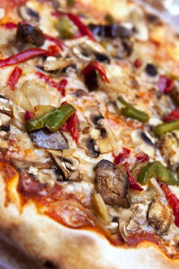 Ingredients of an appetizing pizza on a close up