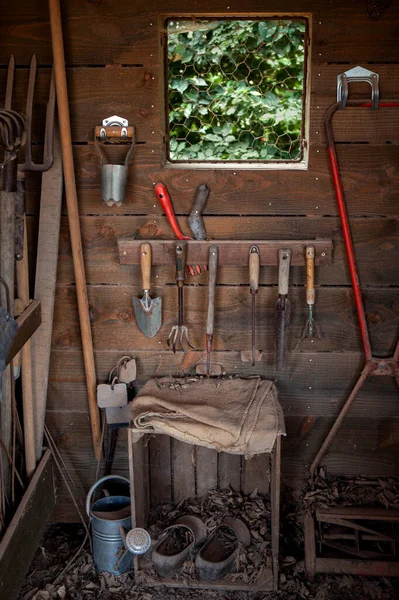 Tools Gardener Cabin — Stock Photo, Image