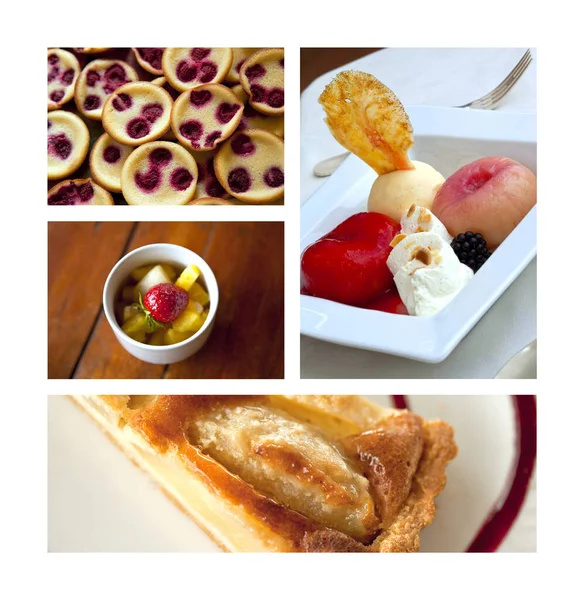Collage Franske Desserter Kager - Stock-foto