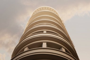 Arkaplanda sanat deco binası ve gökyüzü