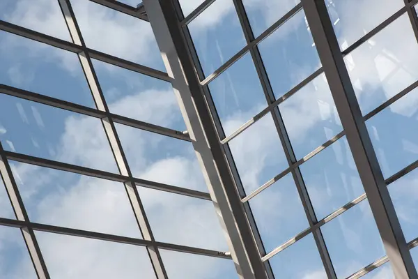Modern Glass Roof Blue Sky Background — ストック写真