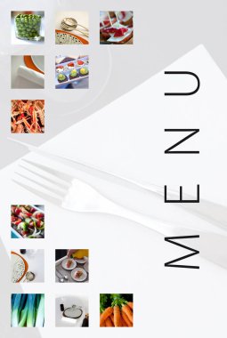 Birçok yemekleri ve yemek restoran menüsünde bir kolaj