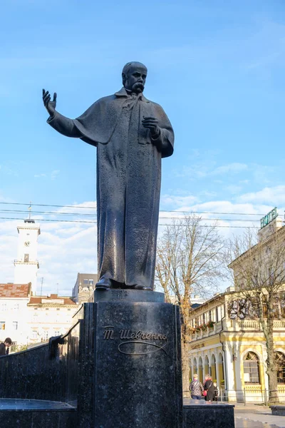 Denkmal Für Taras Schewtschenko Lviv Hochwertiges Foto — Stockfoto