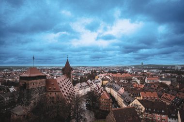 View of the tiled roofs of the ancient city of Nuremberg, Germany. High quality photo