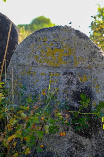 Starożytny Grób Żydowski Porośnięty Trawą Mieście Yampil Ukrainie Wysokiej Jakości — Zdjęcie stockowe