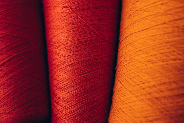 stock image Composition of colorful vibrant wool threads from above. Autumn colours