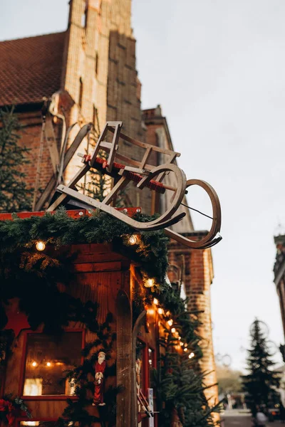 Rekreační Dekorace Evropském Vánočním Trhu — Stock fotografie