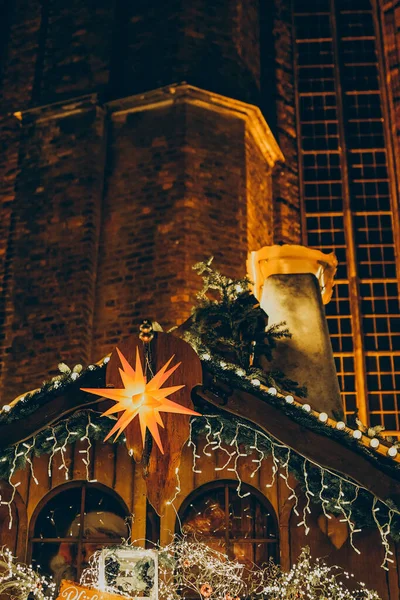 Świąteczne Dekoracje Targu Hanowerze Niemcy — Zdjęcie stockowe