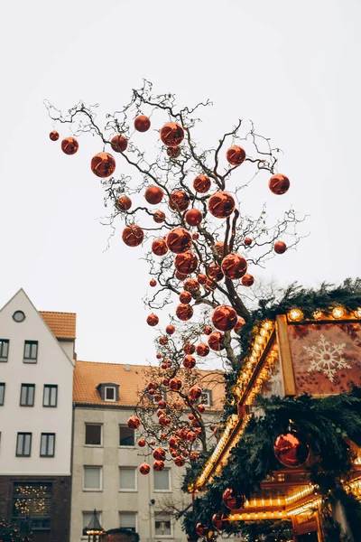 Rekreační Dekorace Evropském Vánočním Trhu — Stock fotografie