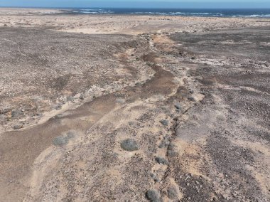 Fuerteventura 'nın kuzeyindeki Negev Çölü' nün güzel manzarası