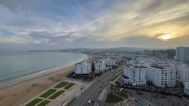 Panoramisch Uitzicht Gebouwen Het Centrum Van Tanger Marokko — Stockvideo