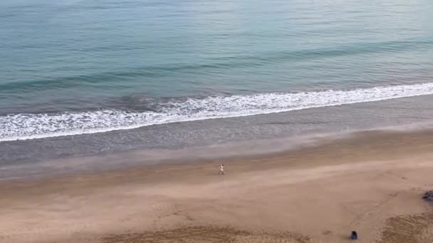 Człowiek Biegający Samotnie Plaży Nad Morzem Śródziemnym — Wideo stockowe