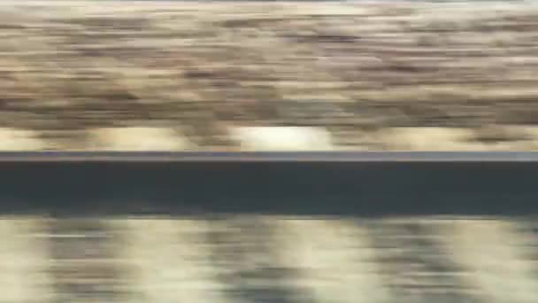 Window View Railroad Track Moving Train — Vídeo de Stock