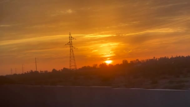 Train Window View Sunset Sky Morocco — Vídeos de Stock