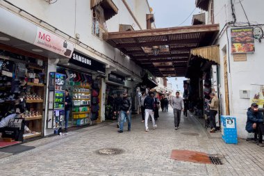 People walking on the streets of the old town in Rabat, Morocco
