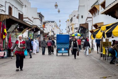 People walking on the streets of the old town in Rabat, Morocco