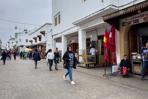 People walking on the streets of the old town in Rabat, Morocco