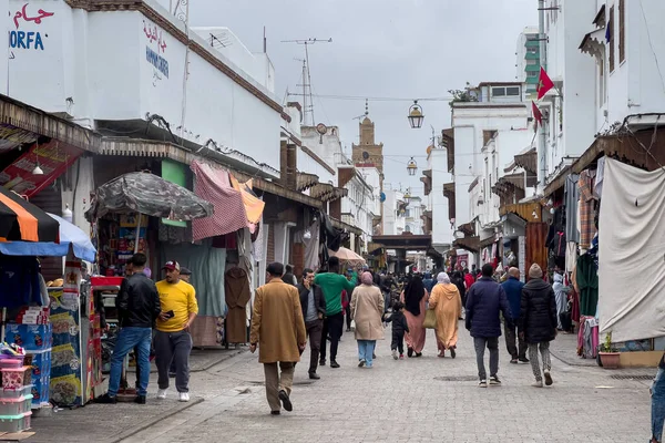 People walking on the streets of the old town in Rabat, Morocco