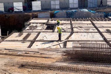 Underground parking lot under construction next to the blue gate in the medina of Fez