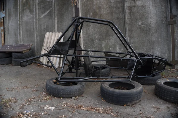 Old Black Painted Motorsport Buggy Frame Restoration — Stock Photo, Image