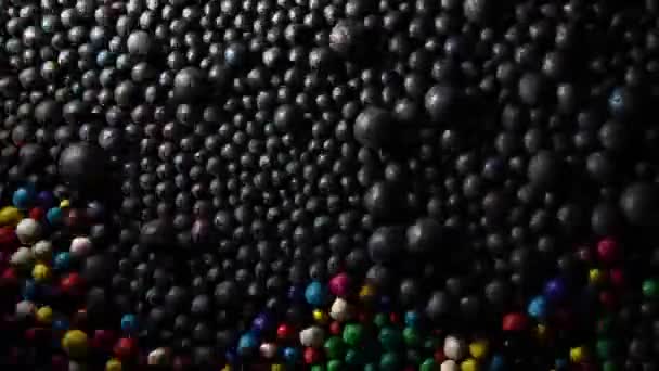 Artă Textură Plasticină Bile Multicolore Fotografiere Mare Viteză Întuneric — Videoclip de stoc