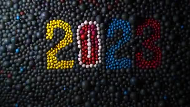 Farbige Kugeln Knetmasse Textur Kunstprojekt Beschleunigt Video Neujahr 2023 — Stockvideo