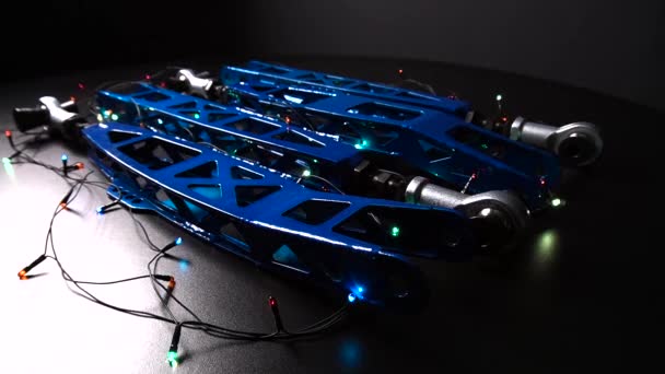 Boże Narodzenie Niebieski Sportowe Drift Samochód Tylne Zawieszenie Dźwignie Strojenia — Wideo stockowe