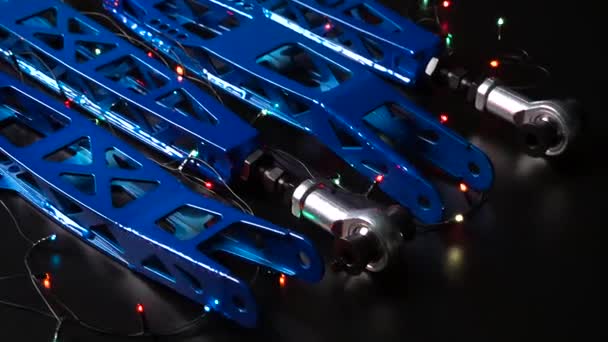 Christmas Blue Sports Drift Car Rear Suspension Tuning Levers Garland — Stock Video