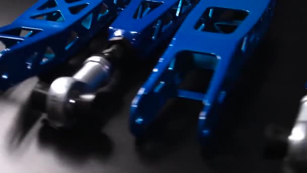 Alavancas Azuis Traseiras Projeto Personalizado Carro Deriva Esportiva — Vídeo de Stock