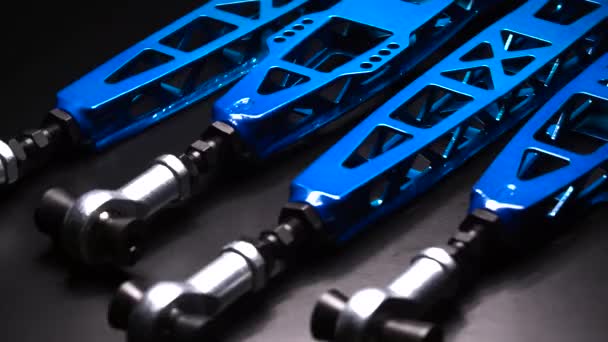 Achterste Blauwe Hendels Een Sport Drift Auto Custom Project — Stockvideo