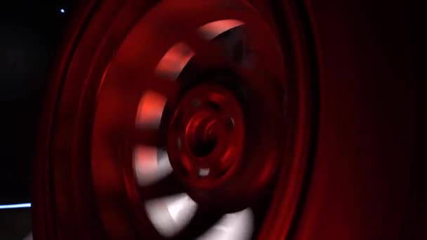 Spinning Car Wheels White Shooting Video Long Exposure Motion Effect — Stock Video