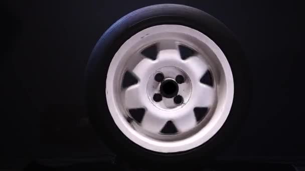 Spinning Car Wheels White Shooting Video Long Exposure Motion Effect — 비디오