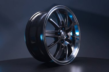 old car wheels titanium rims long exposure video on dark background spinning motion simulation