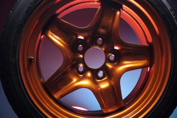 orange metal welded rims car wheels for a drift car custom tuning