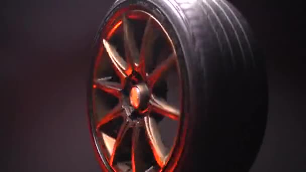 Rodas Carro Bronze Fosco Para Drifying Drift Store Exposição Longa — Vídeo de Stock