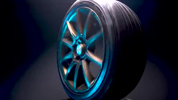 Matte Bronze Car Wheels Drifying Drift Store Long Exposure — Stock Video