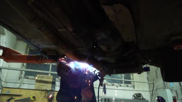 涡轮漂移车排气系统及排气歧管焊接 — 图库视频影像