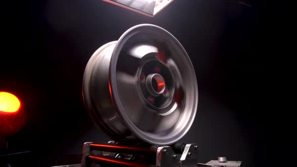 Old Car Wheels Titanium Rims Retro Alloy Wheels Dark Room — Stock Video