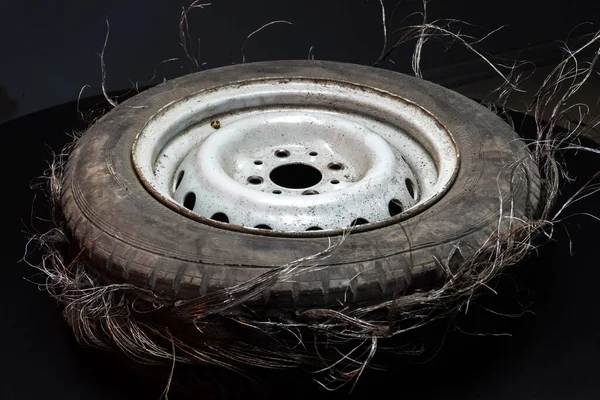 Car Wheels Discs Burnout Drift Car Yard Summer — Stock Photo, Image