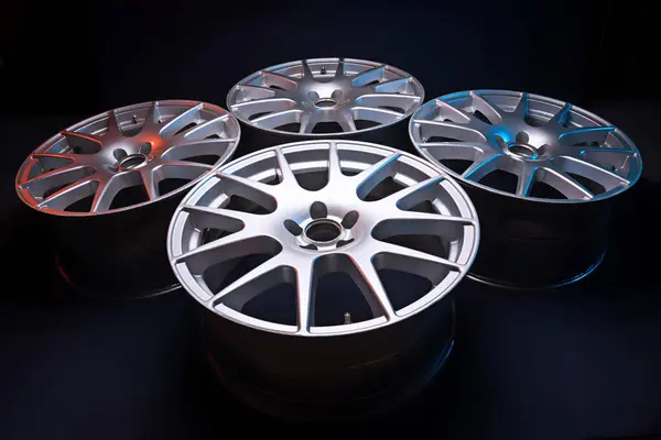not new 18-radius light gray auto rims with red and blue backlighting