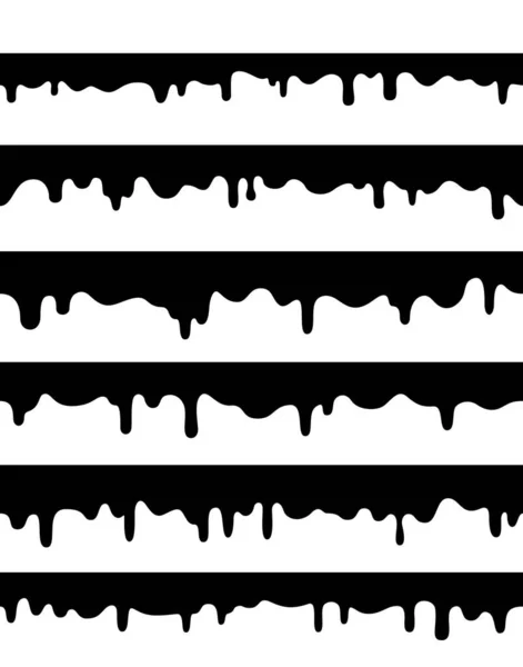 Black Liquid Drips Seamless Drops Paint Ink Slime Blood White Royalty Free Stock Vectors