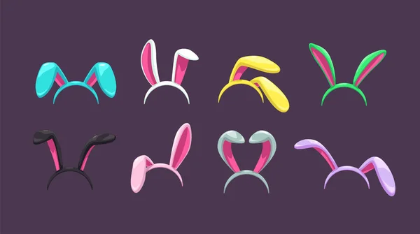 Cartoon Easter Bunny Ears Pair Colorful Rabbit Ears Animal Headbands Stock Vector
