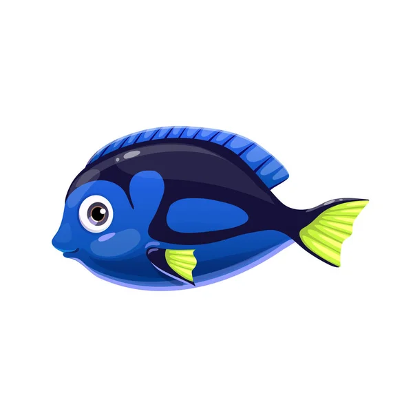 Roztomilé Tropické Mořské Ryby Modrá Tanga Ryby Izolované Ikony Bílém — Stockový vektor