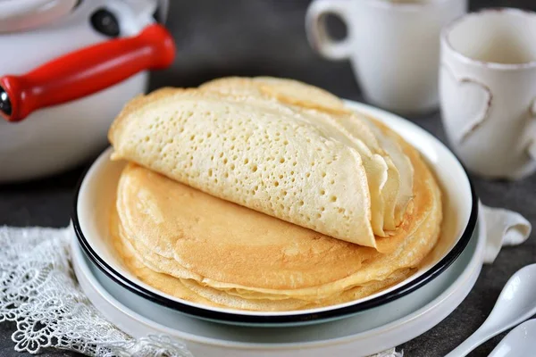 Semolina Yeast Pancakes Holes — Stock Photo, Image