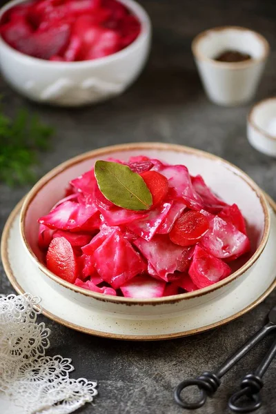 Homemade Pickled Cabbage Beets Garlic Royalty Free Stock Photos