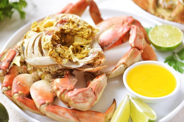 Boiled Crab Lime Juice Butter Sauce Garlic Stock Photo