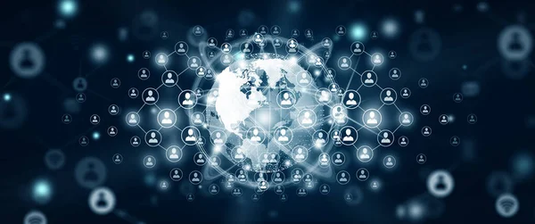 비즈니스 사람들 네트워크 사람들의 궤도를 연결하는 세계적 연결입니다 프로그래밍 디지털 — 스톡 사진
