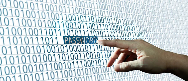Pon Contraseña Contraseña Con Código Binario Concepto Seguridad Cibernética Password — Foto de Stock