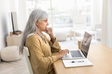 Dizüstü bilgisayarda yazan, evde online proje üzerinde çalışan, internet iletişimini yeni bir meslek edinmek için kullanan, üst düzey Latin serbest çalışan kadın.