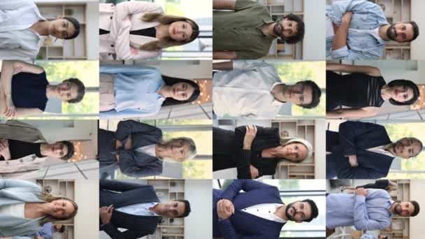 Eine Gruppe Unterschiedlicher Geschäftsleute Posiert Mit Verschränkten Armen Arbeitsplatz Blickt — Stockvideo